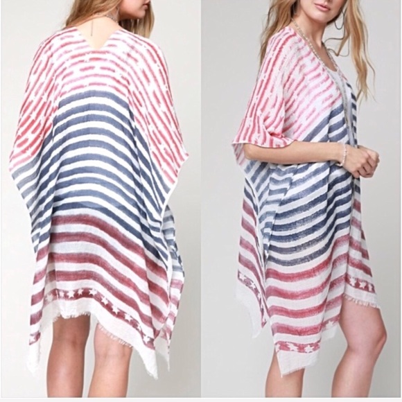 Other - American Flag Kimono Wrap Swim Coverup One Size